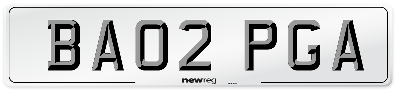 BA02 PGA Number Plate from New Reg